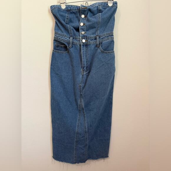 Sincerely Jules Dress Denim Tube Top Midi Dress - Picture 2 of 6